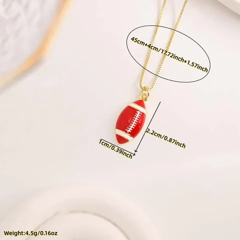 18K Vergoldet Kupfer American Football Anhänger Halskette Bunte Emaille Rugby Ball Charm Kette Schmuck Für Herren Damen Sport Geschenk