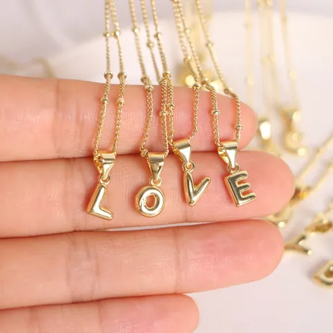 Collar con Colgante de Letra de Burbuja de Cobre Chapado en Oro de 18K Joyería de Cadena de Satélite de Inicial de Alfabeto 3D para Mujeres Niñas Regalo