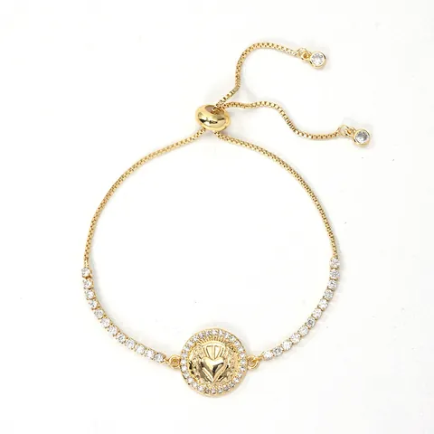 18K Gold Plated Copper Zircon Bracelet Heart Letter FE DIOS Cross Adjustable Bolo Bracelet For Women Fashion Jewelry Gift