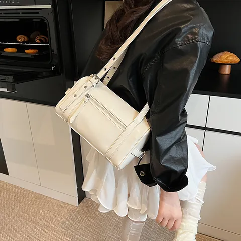 Dames Glanzend PU Leer Boston Schoudertas Retro Kussen Cilindrische Tote Tas Met Verstelbare Oogjes Riem Dagelijks Handtas