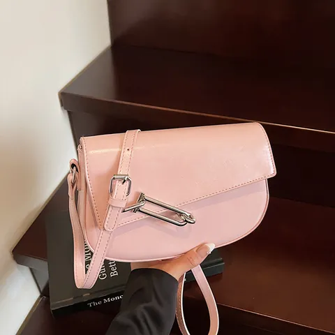Damen Mode PU-Leder Kleine Quadratische Tasche Mit Metallstiftschloss Flap Schultertasche Umhängetasche Unterarmtasche Alltag