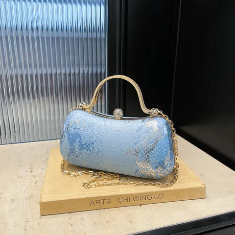 Luxus Damen Abendtasche Schlangenmuster PU Leder Gold Metallgriff Kette Umhängetasche Für Hochzeit Party Bankett