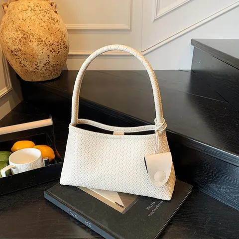 Borsa Sottoascellare Intrecciata in Pelle PU di Moda Per Donna Grande Capacità Borsa a Tracolla Intrecciata Con Mini Pochette Borsa Hobo Tote Minimalista
