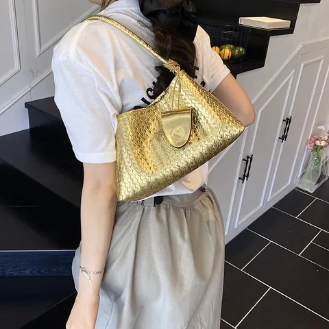 Borsa Sottoascellare Intrecciata in Pelle PU di Moda Per Donna Grande Capacità Borsa a Tracolla Intrecciata Con Mini Pochette Borsa Hobo Tote Minimalista