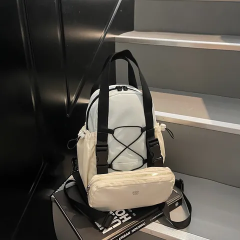 Mochila Deportiva de Nylon para Mujer Multifuncional Exterior Bloque de Color Con Bolsa Desmontable Bolso de Pecho Ligero