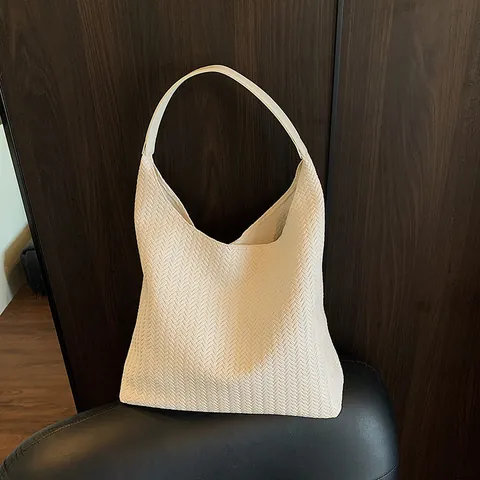 Damen Webmuster Große Kapazität Shopper PU Leder Minimalistisch Hobo Achseltasche Straßentrend Pendeln Mode Schultertasche