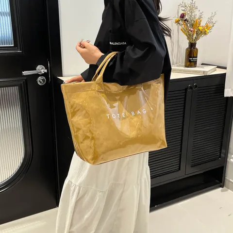 Minimalistische Tote Bag Große Kapazität Damen Falten PVC DuPont Papier Handtasche Mode Schultertasche Einkaufstasche