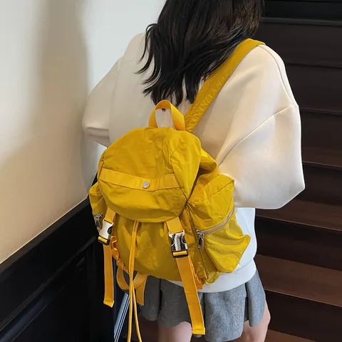 Women's Casual Nylon Backpack Large Capacity Multi-pocket Travel Daypack For School Outdoor Waterproof Polyester Rucksack