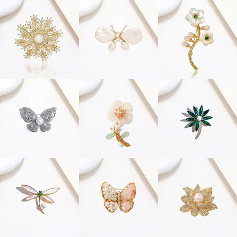 Elegante Künstliche Perle Strass Brosche Anstecknadel Für Damen Mode Legierung Blume Schmetterling Tier Broschen Für Anzüge Kleider Zubehör
