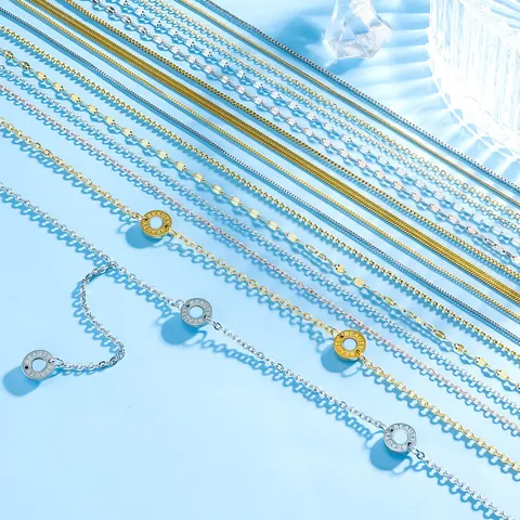 Collana Minimalista In Acciaio Inossidabile Placcato Oro 18K Catena Da Donna Gioielli Moda Serpente Scatola Croce Stile Pendolare