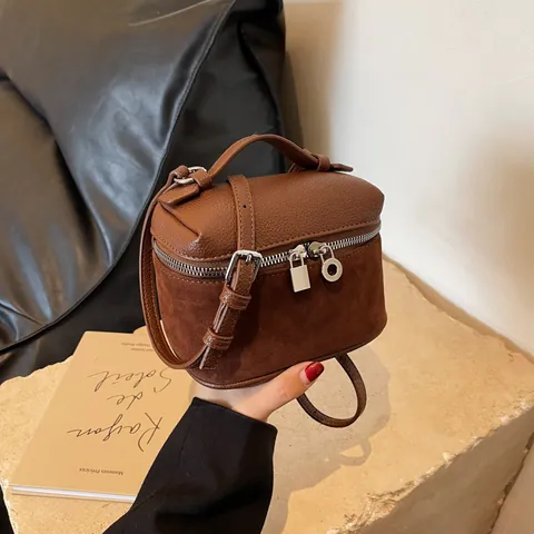 Borsa Box Mini da Donna Vintage in Pelle PU Patchwork Piccola Borsa a Mano Quadrata Con Manico Chiusura Argento Tracolla