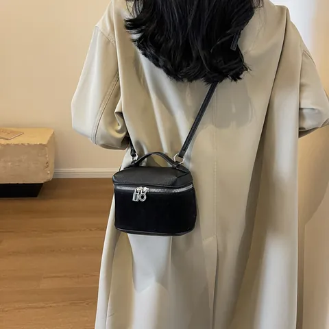 Borsa Box Mini da Donna Vintage in Pelle PU Patchwork Piccola Borsa a Mano Quadrata Con Manico Chiusura Argento Tracolla