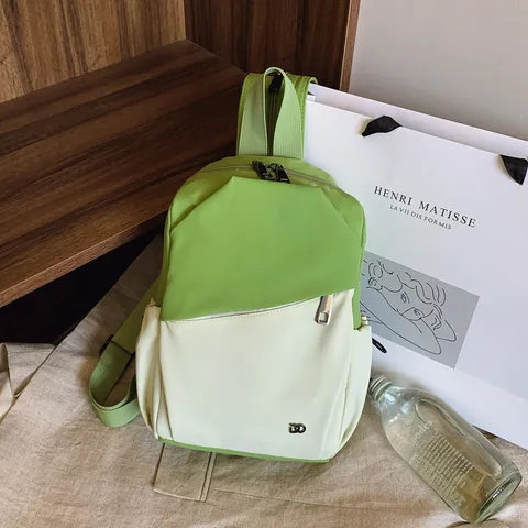 Sac à Dos Mini Mode Femme Sac à Bandoulière Multifonctionnel Nylon Toile Patchwork Imperméable Voyage Sport Sac Casual