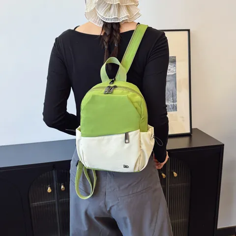 Sac à Dos Mini Mode Femme Sac à Bandoulière Multifonctionnel Nylon Toile Patchwork Imperméable Voyage Sport Sac Casual