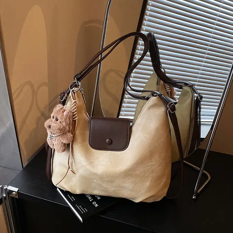 Γυναικεία Vintage Τσάντα Ώμου Hobo από Δέρμα PU Με Καπάκι σε Αντίθεση Μεγάλη Χωρητικότητα Τσάντα Tote Crossbody Καθημερινή Μόδα