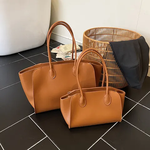 Minimalistische Damen Tragetasche Aus PU-Leder Mit Großer Kapazität Stilvolle Schultertasche Einkaufstasche Mit Beutel Büro