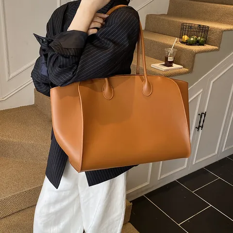 Minimalistische Damen Tragetasche Aus PU-Leder Mit Großer Kapazität Stilvolle Schultertasche Einkaufstasche Mit Beutel Büro