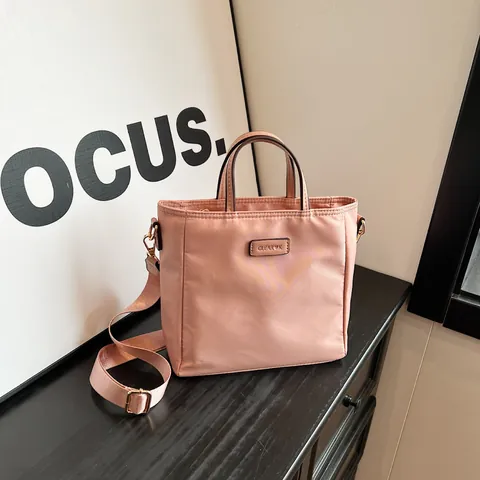 Women Minimalist Nylon Tote Bag With Top Handle Adjustable Shoulder Strap Large Capacity Crossbody Handbag For Daily Urban Style