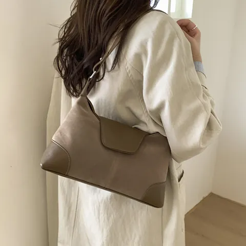 Women's Minimalist Suede Patchwork Shoulder Bag Retro Commuter Crossbody Handbag With Beads Pendant Fashion Satchel Purse