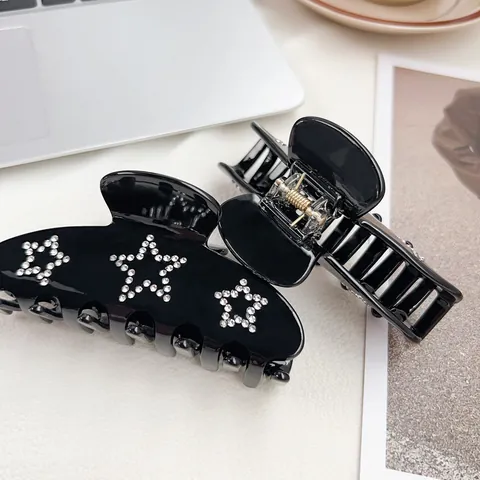 Elegant Acetate Rhinestone Moon Star Hair Claw Large Shark Clip For Women Fashion Daily Hair Accessories Jewelry