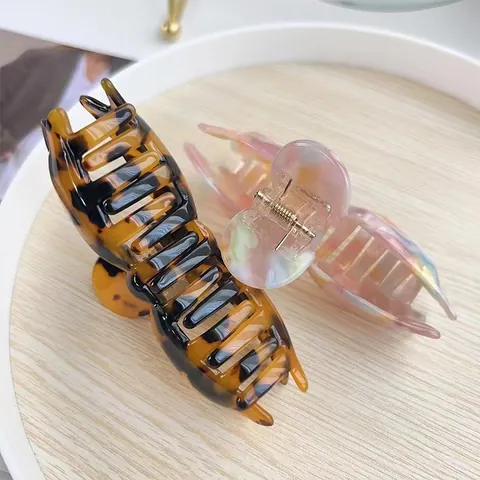 Vintage Acetate Butterfly Knot Hair Claw Clip Elegant Marble Tortoiseshell Large Small Shark Clip Hair Accessories For Women