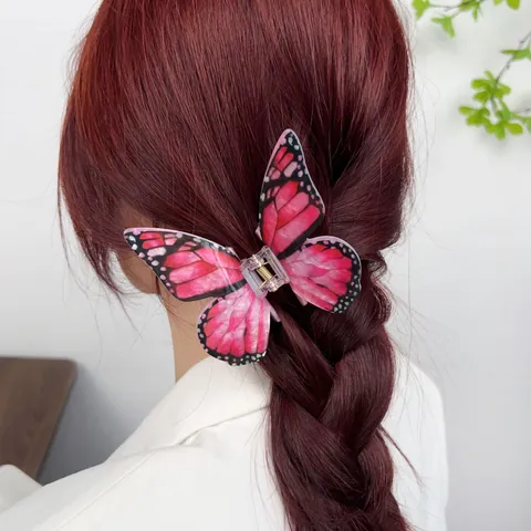 Elegante Pinza per Capelli a Farfalla in Acrilico con Ali Sfumate Fermaglio Estetico Shark Clip per Donna Accessorio per Capelli in Stile Fata