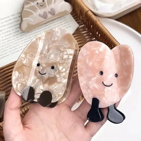 Pinze per Capelli in Acetato Creative a Forma di Pane Croissant Toast Cuore Patata Faccina Sorridente Accessori per Capelli Donna