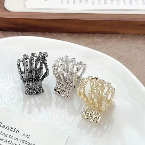 Gotische Skelet Hand Haarklem Voor Vrouwen Punk Legering Metaal Schedel Bot Haarspelden Halloween Feest Haaraccessoires Goud Zilver Zwart