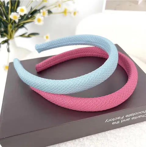 Diadema de Esponja Acolchada Estilo Coreano para Mujer Tela Tejida Engrosada Aro de Pelo Etiqueta Hecha a Mano Vintage Francés Elegante