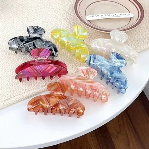 Pince à Cheveux en PVC Mode Minimaliste Géométrique Motif Marbre Serre-tête Accessoires Colorés pour Femmes Quotidien