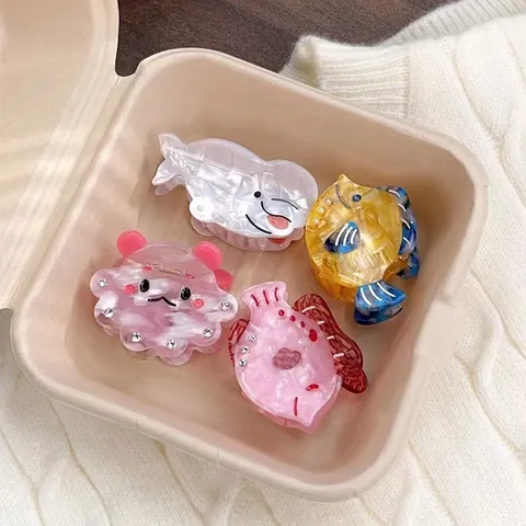 Cute Ocean Animal Cellulose Acetate Hair Claw Clip Cartoon Whale Octopus Seal Tropical Fish Hair Accessories For Women Girls
