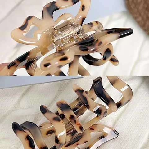 Pince à Cheveux Papillon en Acétate pour Femmes Motif Marbre Écaille de Tortue Pince Requin Antidérapante Accessoire de Coiffure Style Français