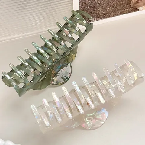 Französisch Elegant Groß Zelluloseacetat Marmor Haarklammer Irisierend Welle Hohl Haarklemme Damen Haarschmuck