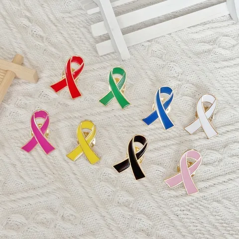Broche en Alliage Émail Ruban Revers Symbole de Sensibilisation pour Activité de Bienfaisance Bijoux Unisexe Cadeau