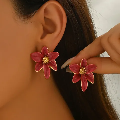 European Style Alloy Earrings With Stainless Steel Earring Post Geometric Flower Starfish Enamel Jewelry For Women Fashion Jewelry