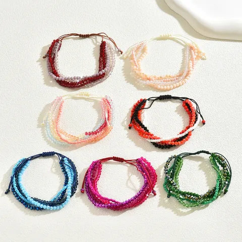 Pulseras de Cuentas de Semilla Multicapa Bohemias Hechas a Mano para Mujer Ajustables Cuentas de Vidrio Joyería Trenzada
