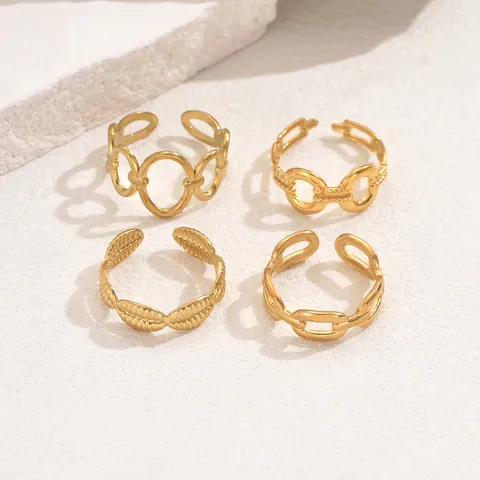 Juego de Anillos de Aleación Bohemia para Mujer Chapado en Oro Plata Geométrico Abierto Ajustable Corazón Perla Artificial de Imitación