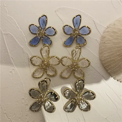 Eleganti Orecchini a Bottone a Forma di Fiore in Cristallo Con Perno in Argento Sterling 925 Lega Zirconia Orecchini Floreali Gioielli Donna