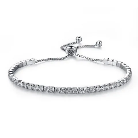 Elegante Bracciale Tennis in Zirconia Regolabile Placcato Oro Argento Bracciale a Catena con Cursore Gioielli da Donna Regalo