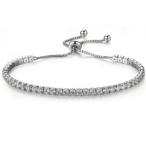 Elegante Bracciale Tennis in Zirconia Regolabile Placcato Oro Argento Bracciale a Catena con Cursore Gioielli da Donna Regalo