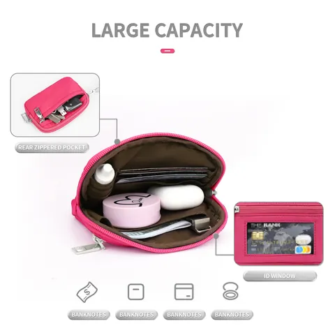 Cartera de Muñeca Portátil de Nailon Con Ventana de Identificación Ranura Transparente para Tarjetas Mini Monedero Multifuncional Estuche Con Cremallera para Mujer Deporte Diario Viaje