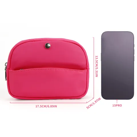 Women Large Capacity Nylon Makeup Bag Minimalist Solid Color Portable Toiletry Storage Pouch With Zipper And Built-In Mesh Pocket