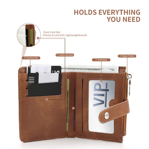 Women Fashion PU Leather Quilted Small Wallet RFID Blocking Multi Card Slots Bi-Fold Purse With Zipper Coin Pocket Snap Closure