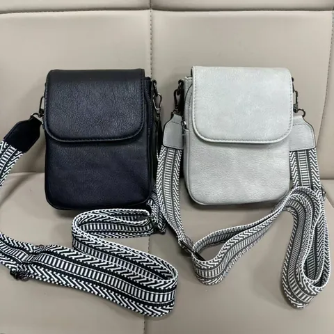 Women PU Leather Crossbody Phone Bag With Adjustable Wide Geometric Strap RFID Blocking Small Messenger Shoulder Bag