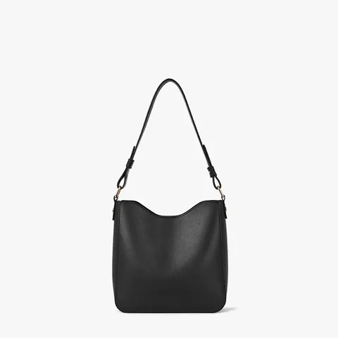 Sac à Épaule Femme Minimaliste en Cuir PU Couleur Unie Texture Lychee Sac Seau Bandoulière Avec Bandoulière Réglable
