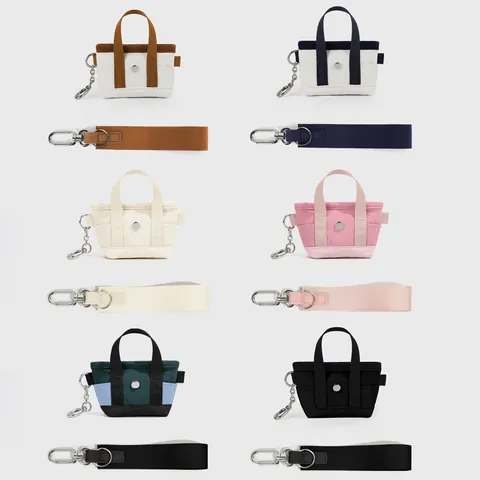 Mini Bolso Tote Colgante Monedero de Lona Llavero Con Correa de Muñeca Pequeña Bolsa de Almacenamiento Portátil Mujer Moda