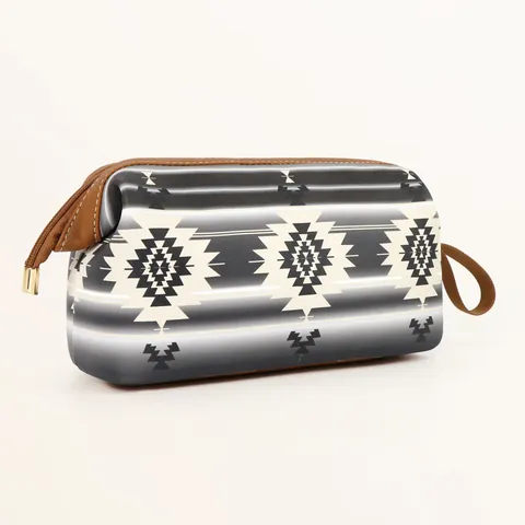 Bohemian Tribal Geometric Makeup Bag Large Capacity Waterproof PU Toiletry Bag With Handle Travel Cosmetic Organizer Bag For Women