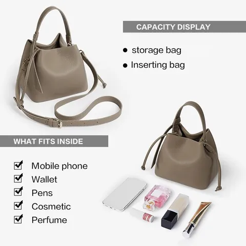 Dames Minimalistische PU Lederen Emmer Tas Lychee Textuur Verstelbare Schouder Crossbody Tas Mode Dagelijks Effen Kleur Handtas