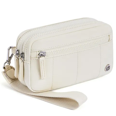 Women Waterproof Nylon Multi Layer Wristlet Bag Versatile Crossbody Mobile Phone Bag Transparent ID Window RFID Protection Wallet