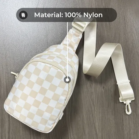 Waterproof Nylon Checkered Chest Bag For Women Men Outdoor Sports Running Waist Pack Crossbody Bag With Headphone Jack Adjustable Strap